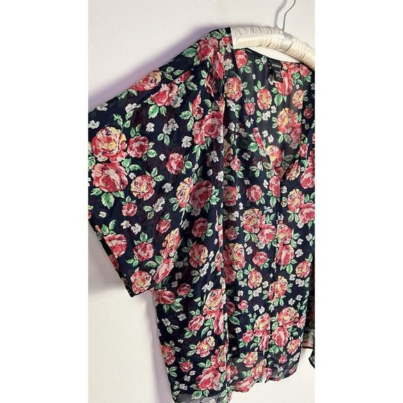 TORRID Womens Dolman Sleeve Button Down V-Neck Sheer Rose Blouse Plus Sz 5X - Picture 3 of 8